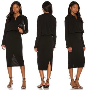L'Academie Collared Drop Waist Dress Black